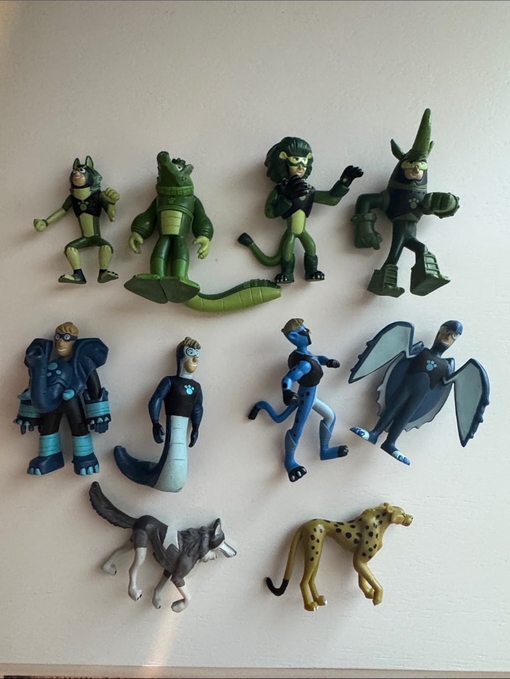 Blue and Green Animal Action Figure Set